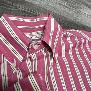 Loro Piana Shirt Dress 15.5 40 M Pink White Yellow Button Striped 100% Cotton